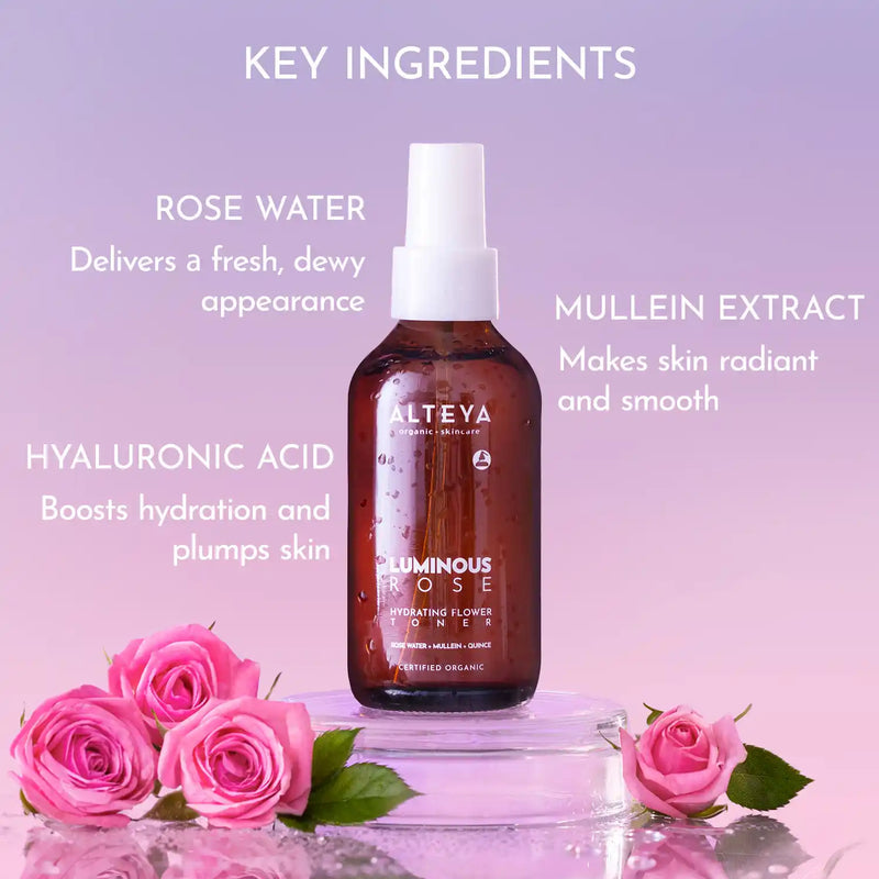 Alteya Organics Organic Luminous Rose Hydrating Flower Toner 120 ml