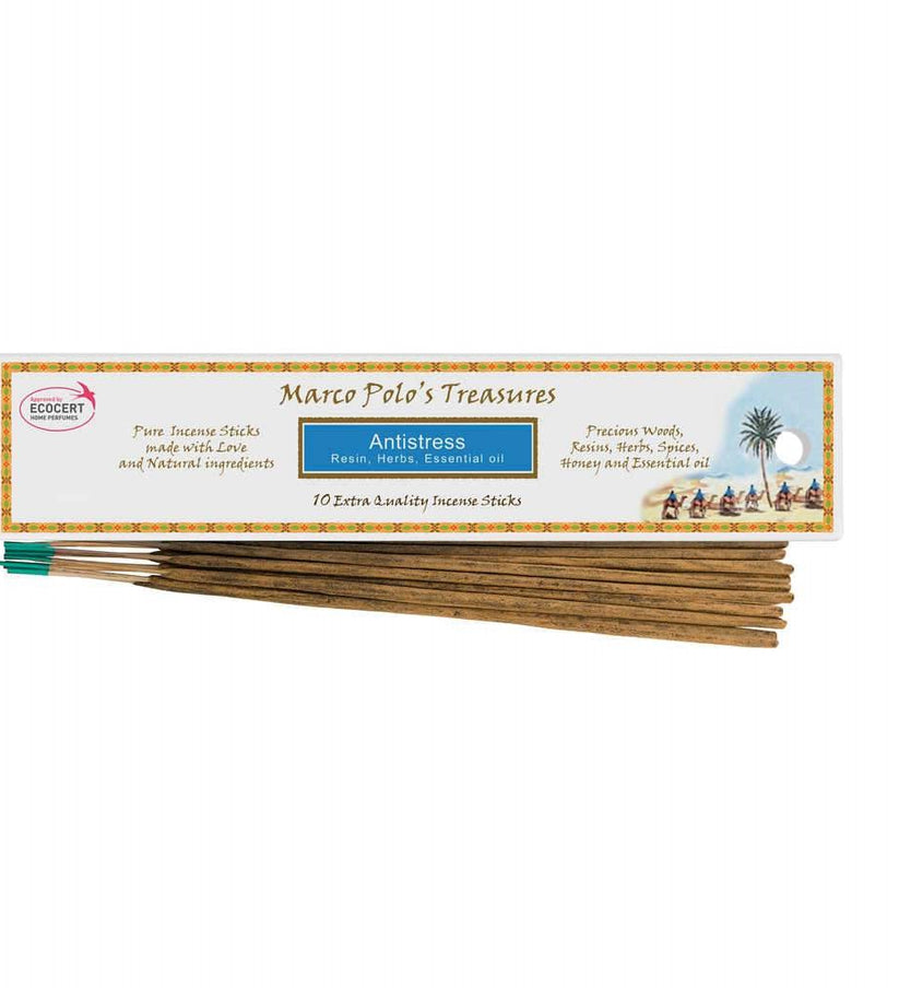Marco Polo’s Treasures Antistress (Palo Santo, Frankincense, Dammar & Halmaddi)- x10 Sticks