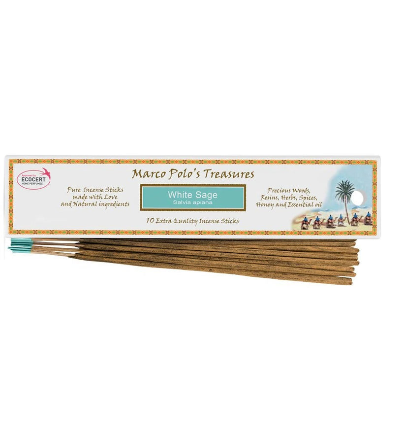 Marco Polo’s Treasures White Sage (Salvia Bianca)- x10 Sticks