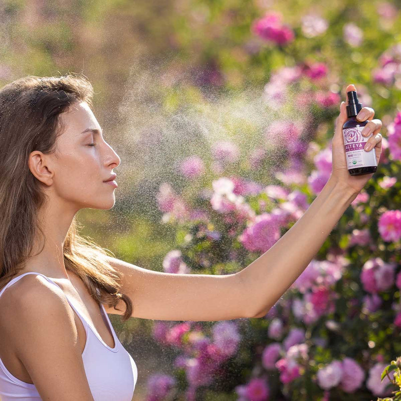 Alteya Organics Organic Bulgarian Rose Water 120 ml - Amber Glass Spray Bottle