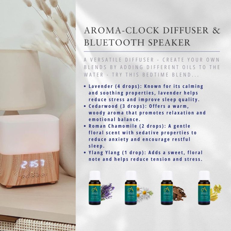 Absolute Aromas Aroma-Clock Ultrasonic Diffuser and Bluetooth Speaker