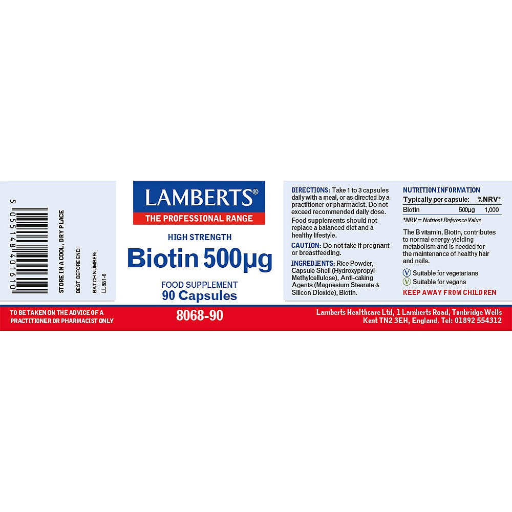 Lamberts Biotin 500µg 90 Capsules image 2