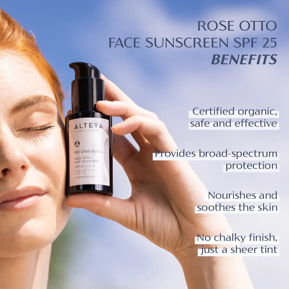 Alteya Organics Bio Damascena Organic Rose Otto Face Sunscreen Cream SPF25