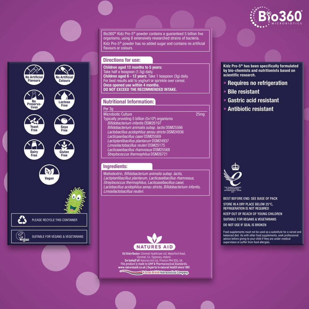 Natures Aid Bio360 Kidz Pro-5 (5 Billion Bacteria)