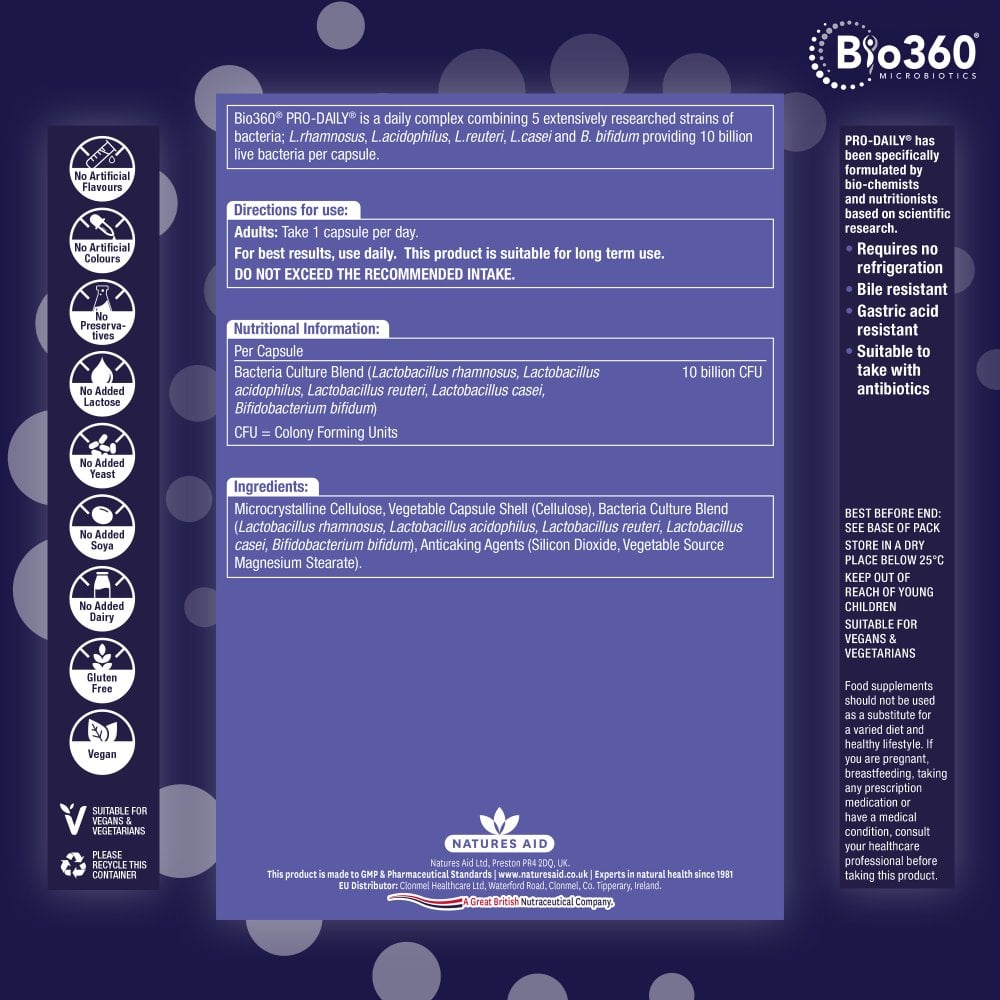Natures Aid Bio360 Pro-Daily (10 Billion Bacteria)