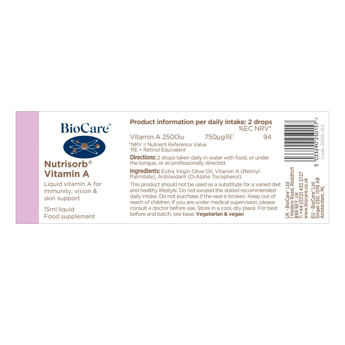 BioCare Nutrisorb® Vitamin A 15ml image 2