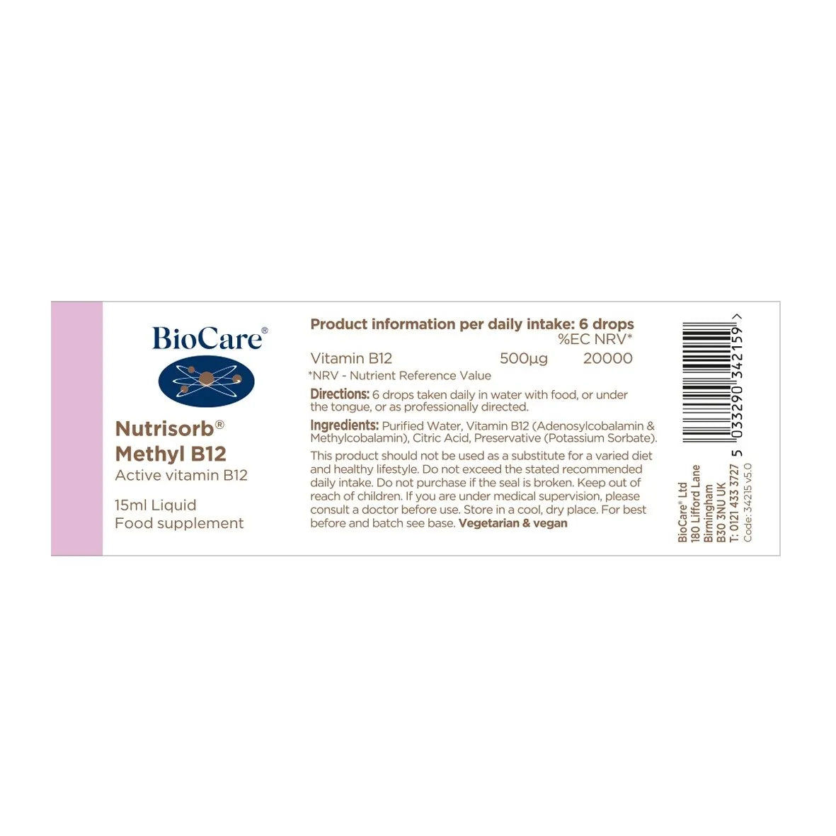 BioCare Nutrisorb® Methyl B12 15ml image 2