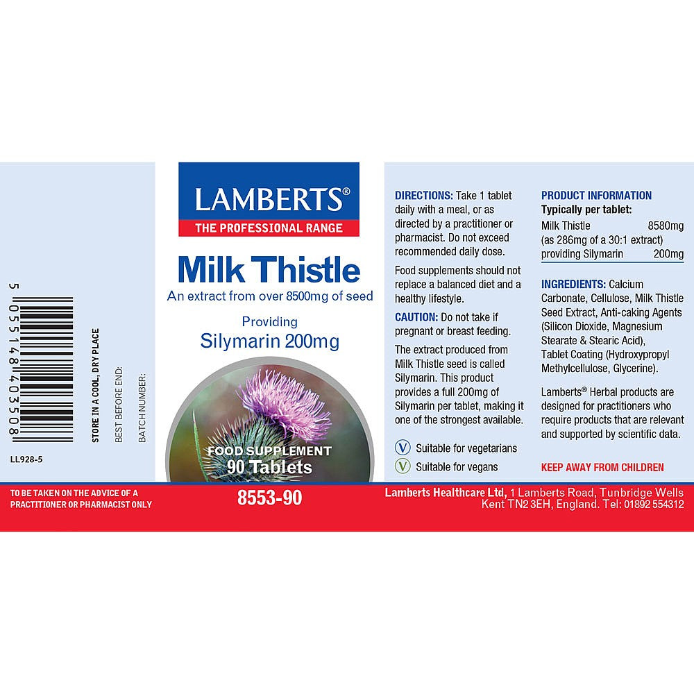 Lamberts Milk Thistle 8500mg 90 tablets image 2