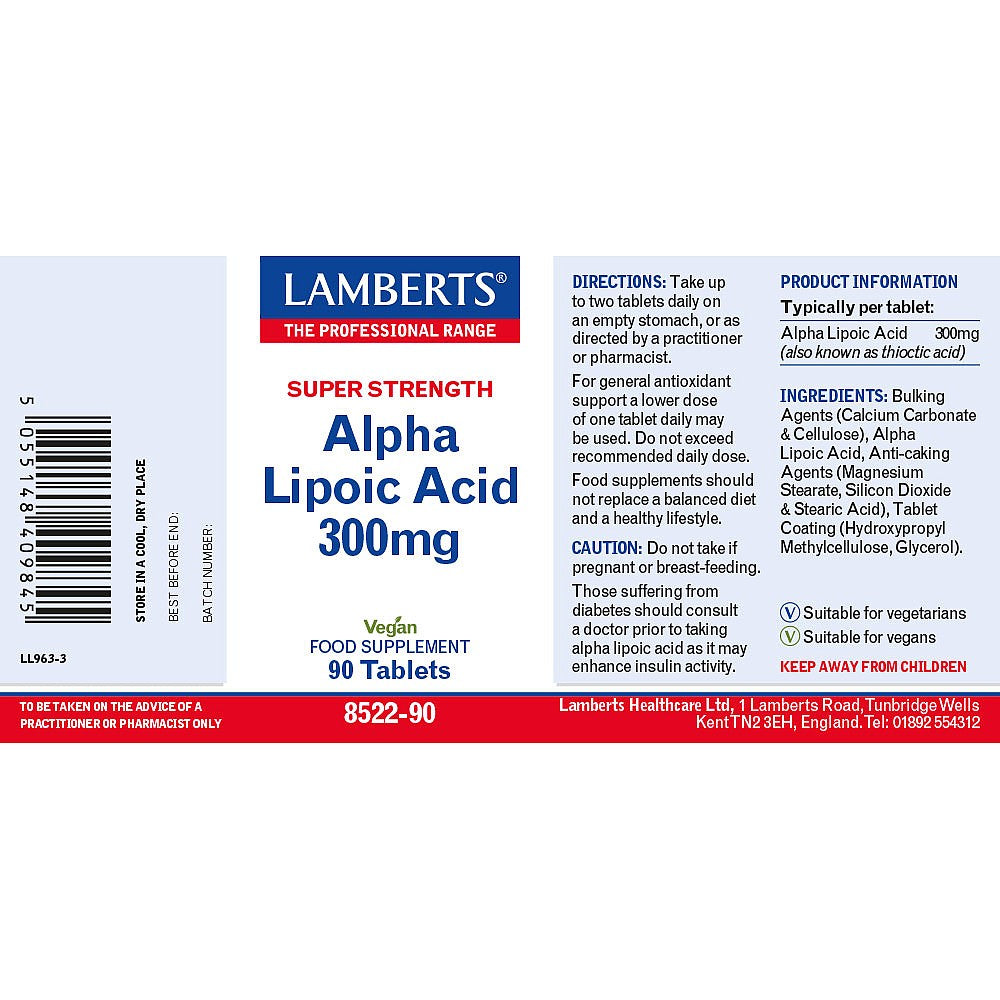 Lamberts Alpha Lipoic Acid 300mg 90 Tablets image 2