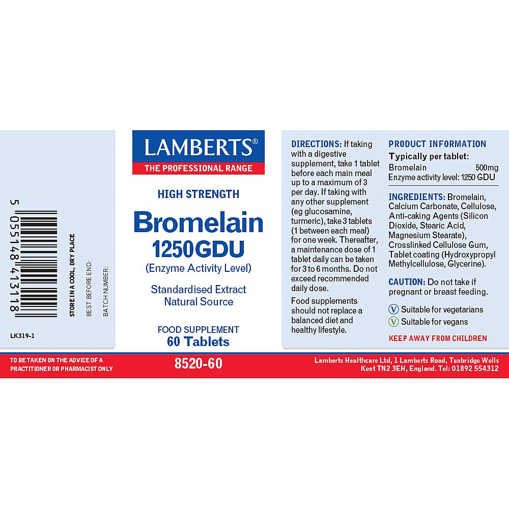 Lamberts Bromelain 1250GDU 60 Tablets image 2