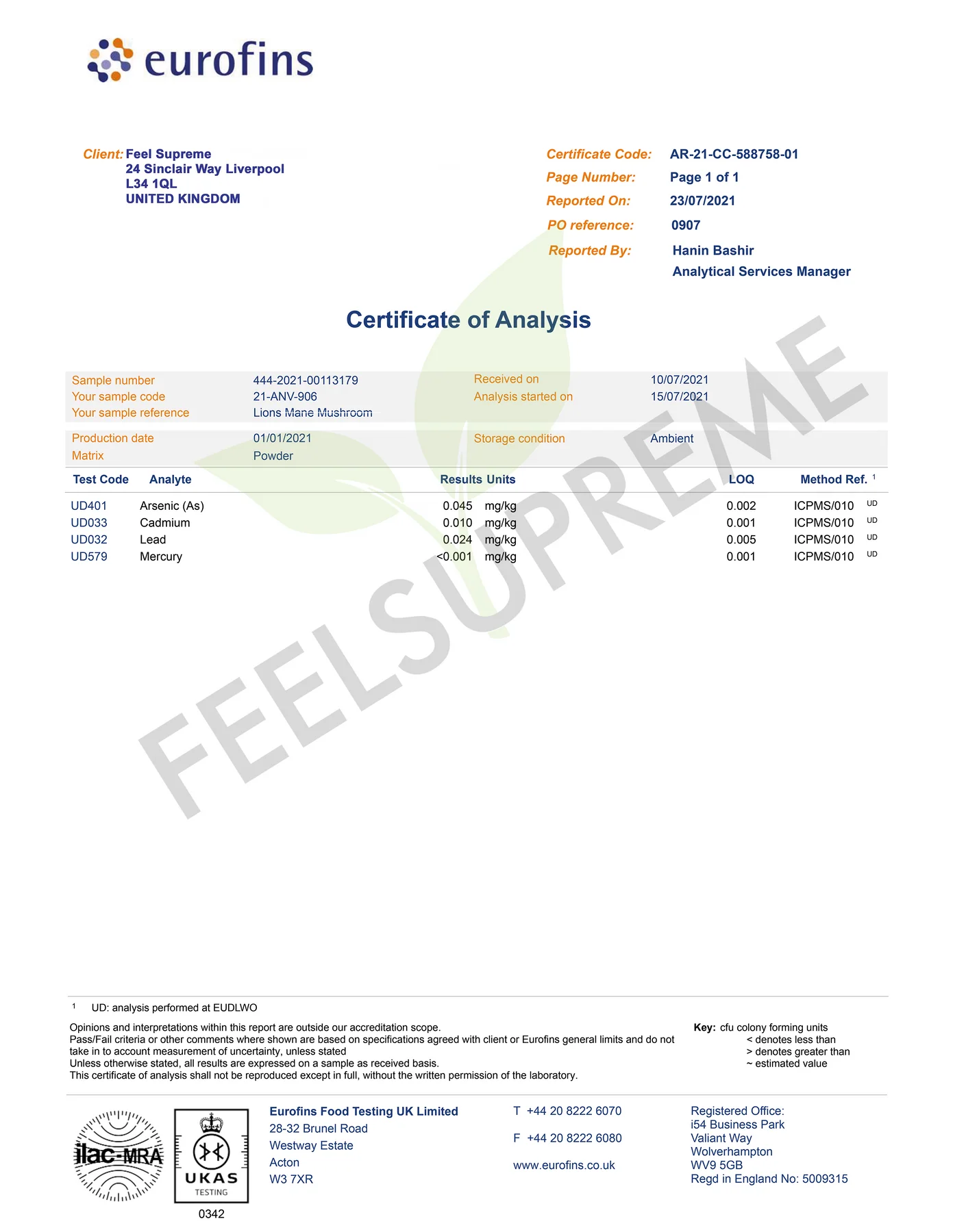 Feel Supreme Lions Mane Mushroom Liquid | 60ml