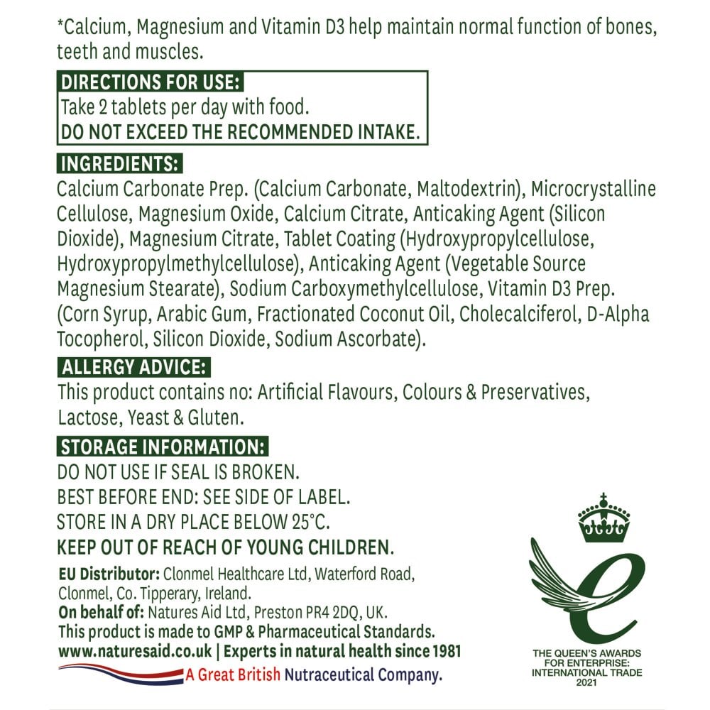 Natures Aid Calcium, Magnesium + Vitamin D3