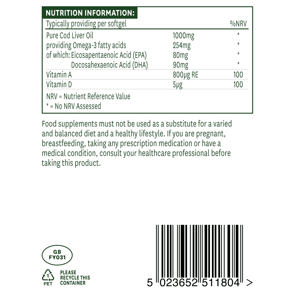 Natures Aid Cod Liver Oil 1000mg