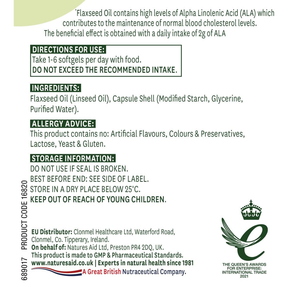 Natures Aid Flaxseed Oil 1000mg