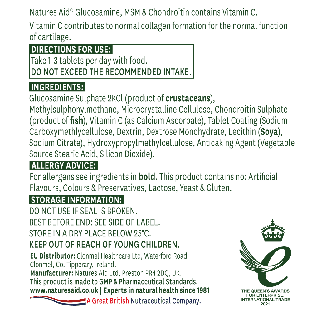 Natures Aid Glucosamine, MSM & Chondroitin