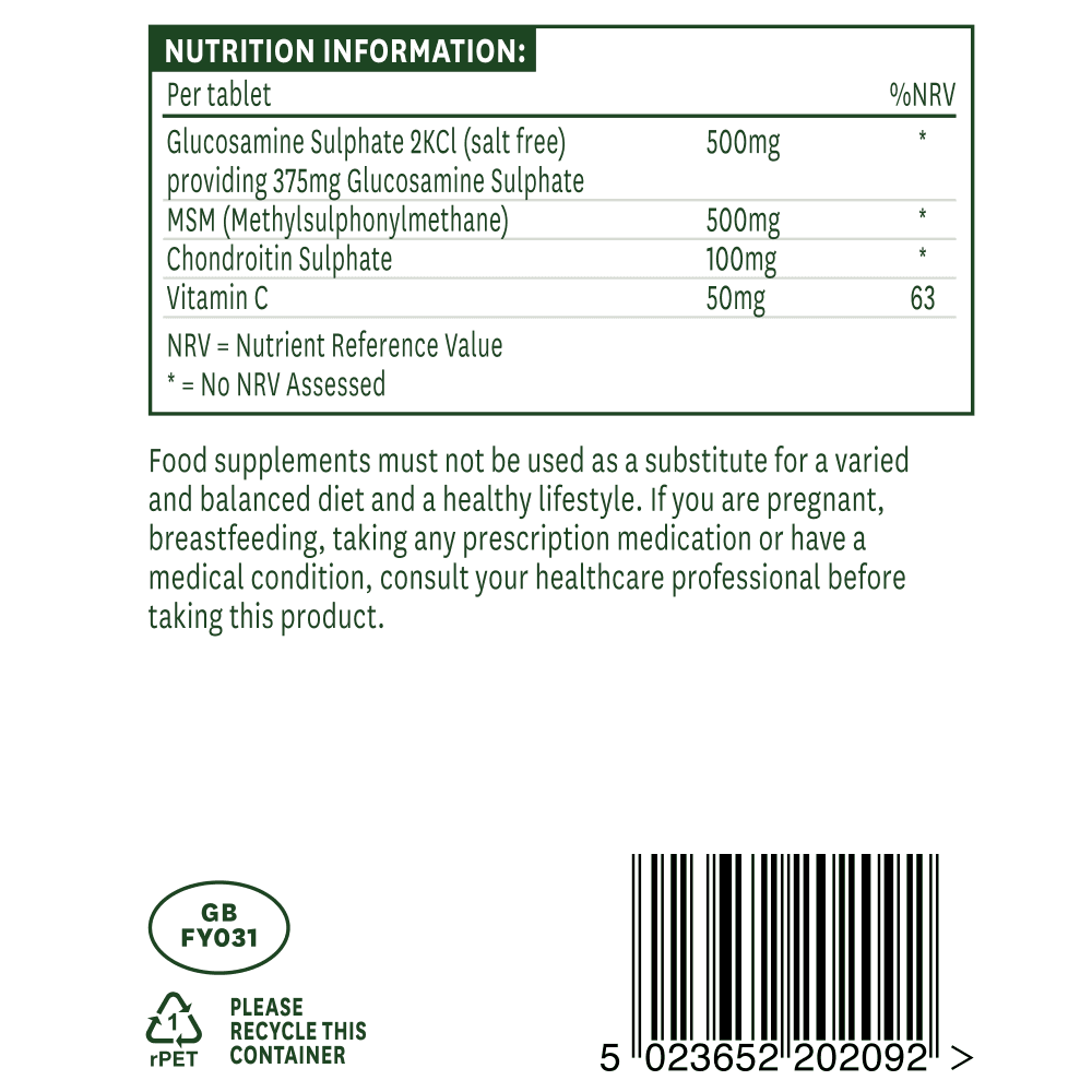 Natures Aid Glucosamine, MSM & Chondroitin