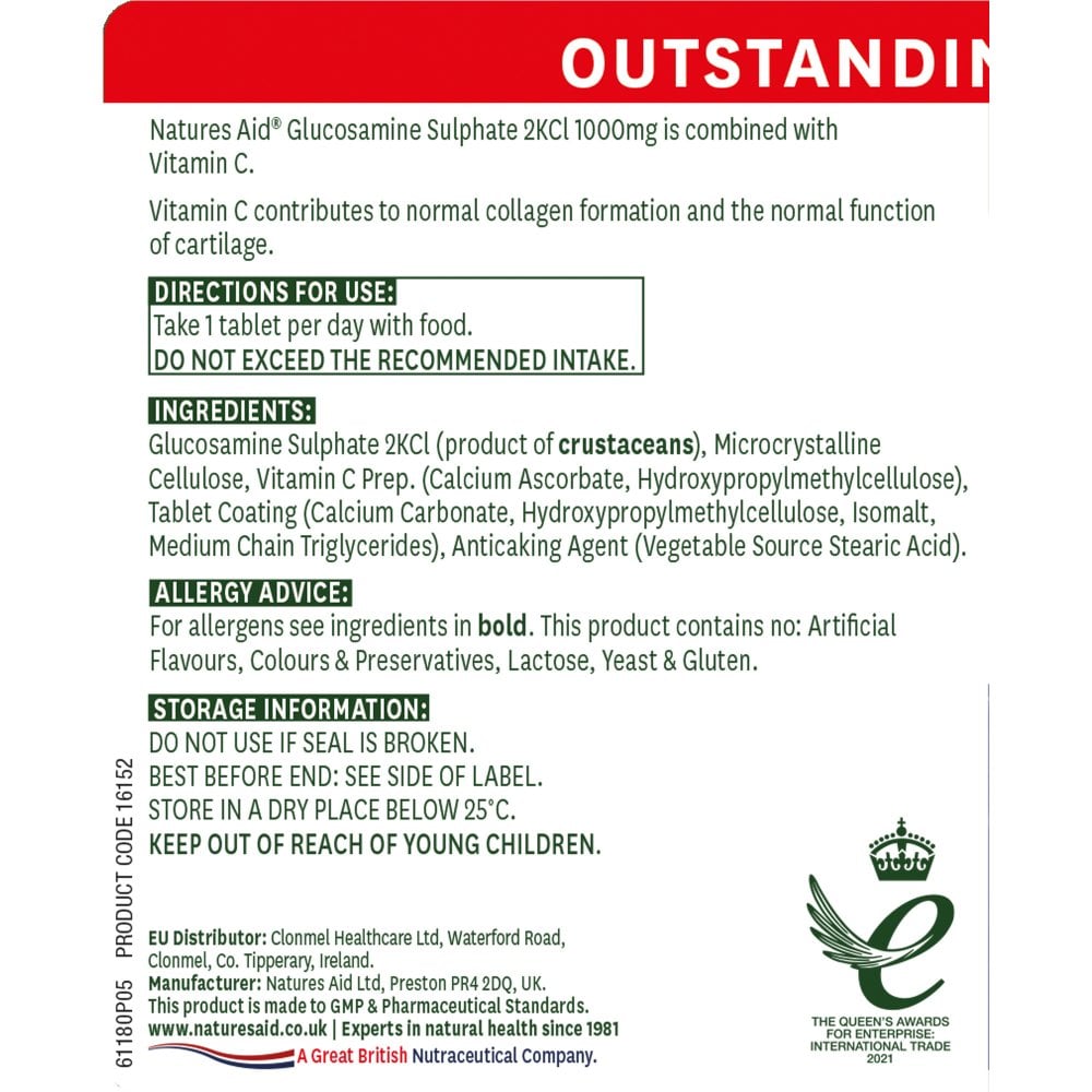 Natures Aid Glucosamine Sulphate 1000mg
