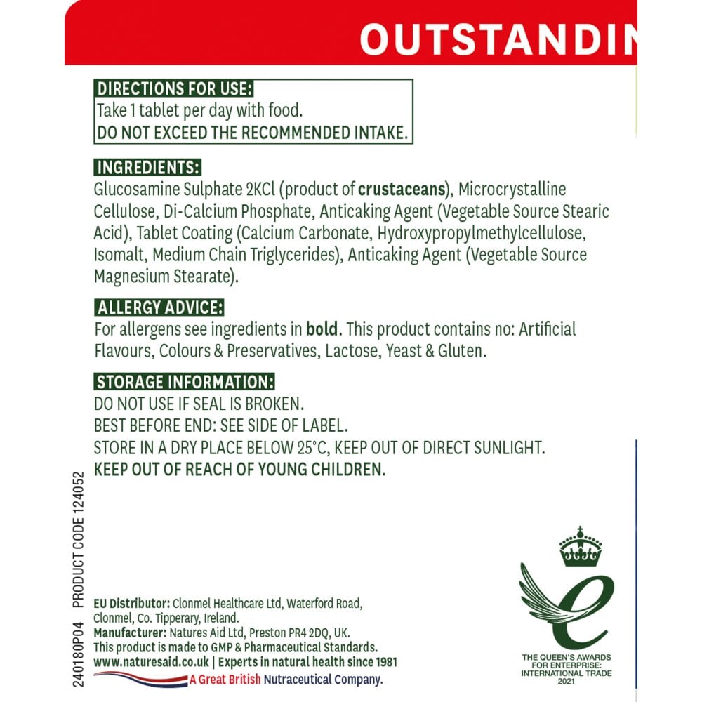 Natures Aid Glucosamine Sulphate 1500mg