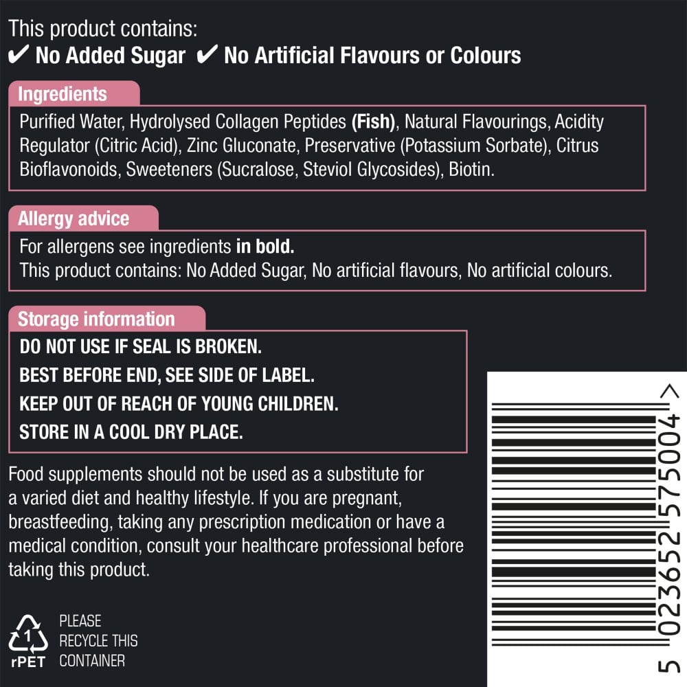 Natures Aid Marine Collagen Liquid 5000mg - Strawberry & Lime 500ml