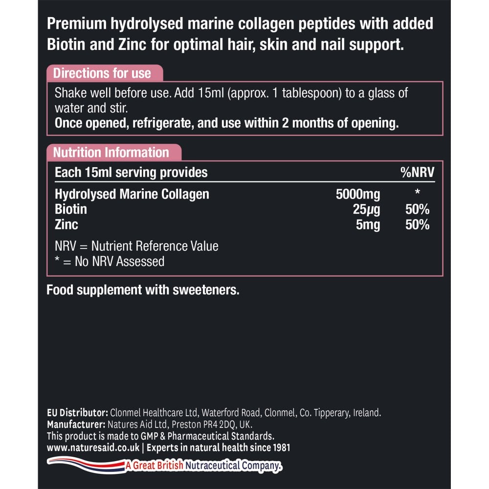 Natures Aid Marine Collagen Liquid 5000mg - Tropical 500ml
