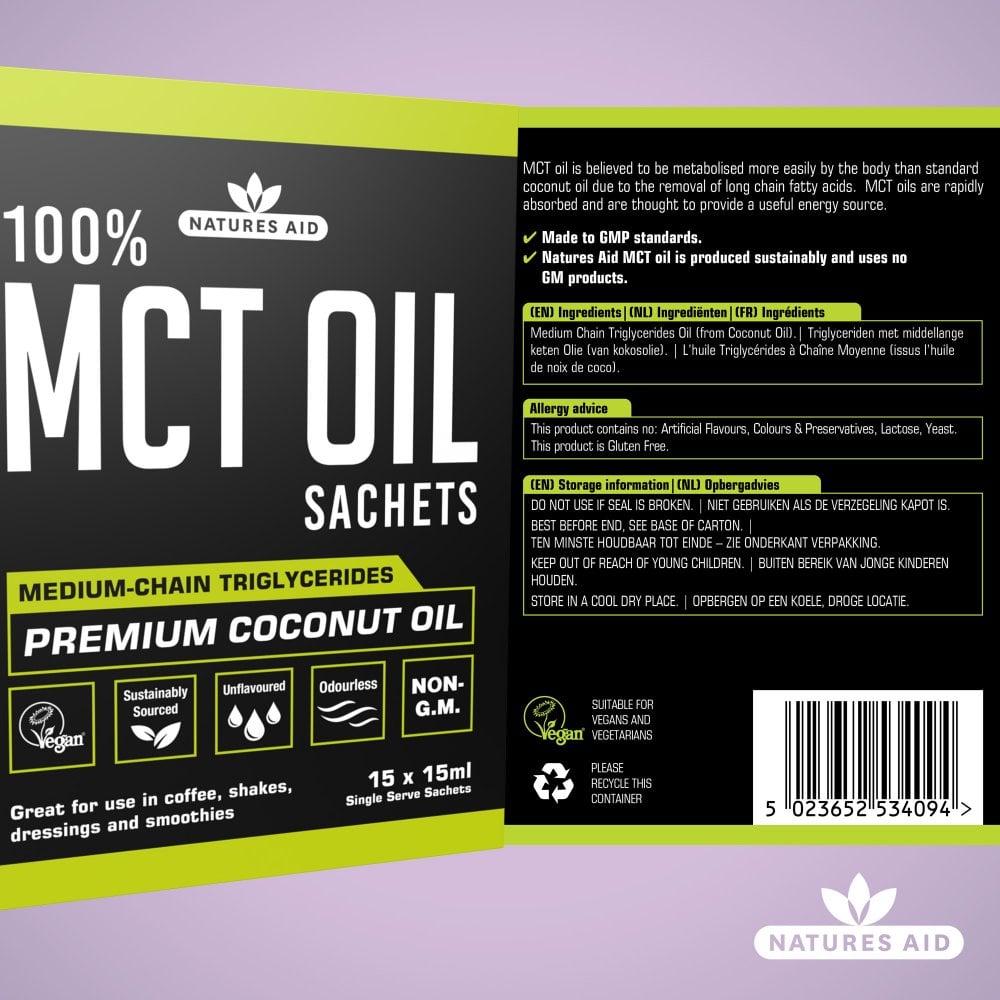 Natures Aid MCT Oil 15 x 15ml Sachets