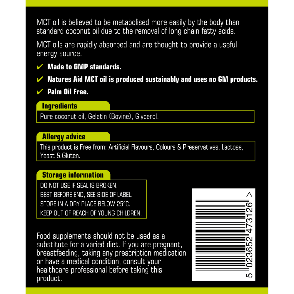 Natures Aid MCT Oil Capsules