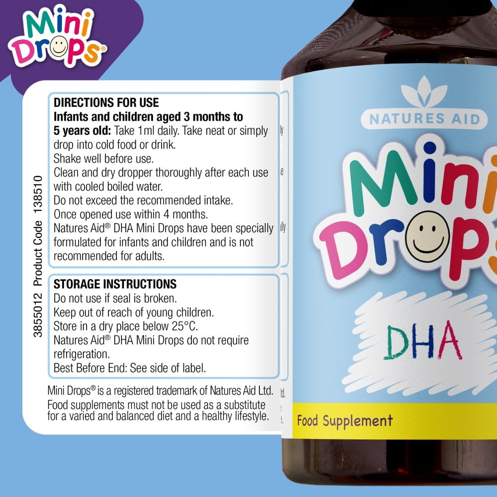 Natures Aid Mini Drops DHA (Omega-3)