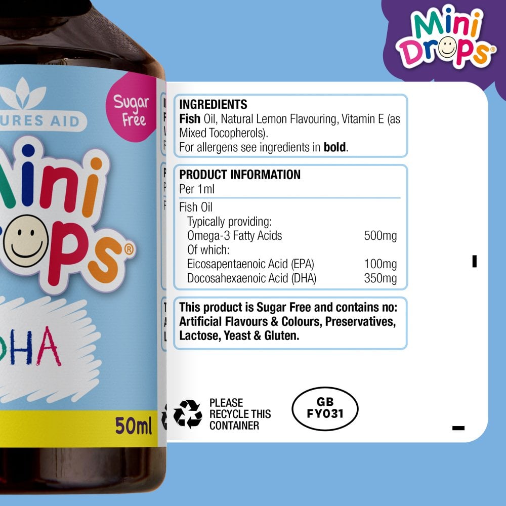 Natures Aid Mini Drops DHA (Omega-3)