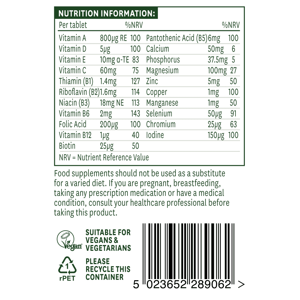 Natures Aid Multi-Vitamins & Minerals (without Iron)