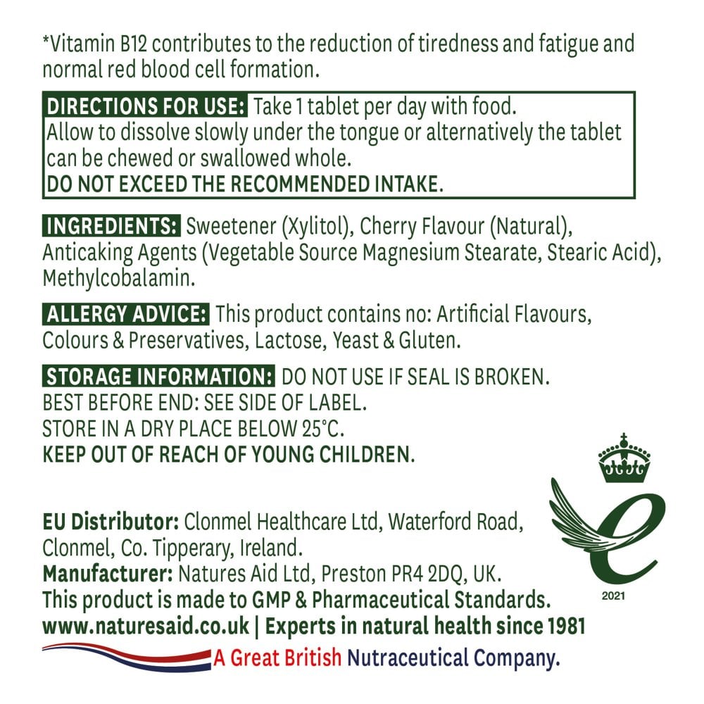Natures Aid Vitamin B12 (Sublingual)