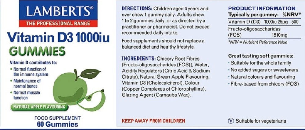 Lamberts Vitamin D3 Gummies 1000iu