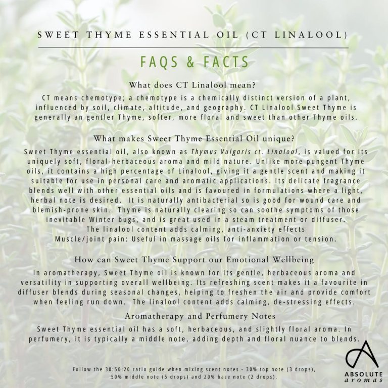 Absolute Aromas Thyme, Sweet (ct Linalool)