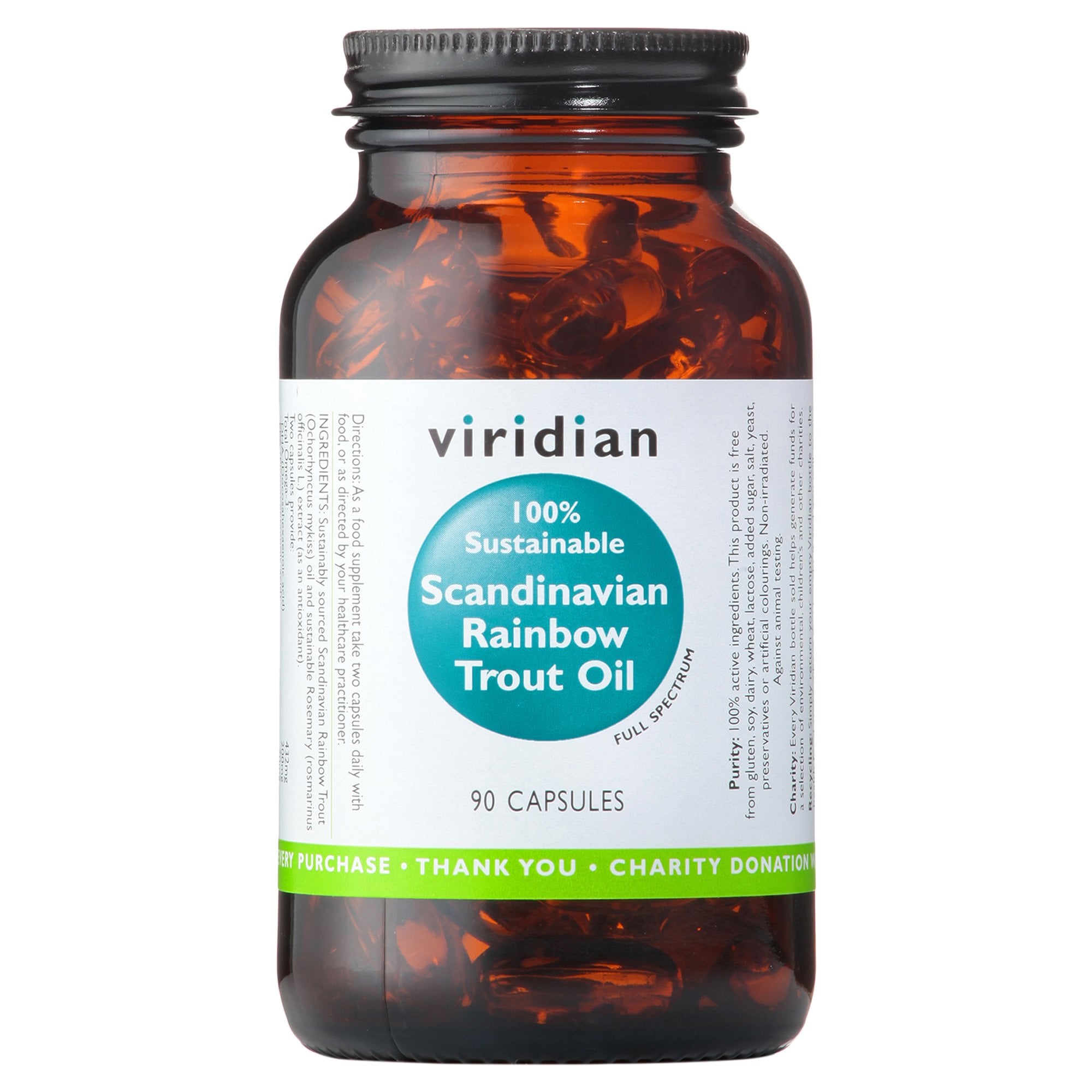 Viridian 100% Sustainable Scandinavian Rainbow Trout Oil Softgels 90 Capsules