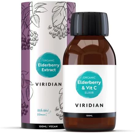 organic elderberry and vit c extract jar with its packaging