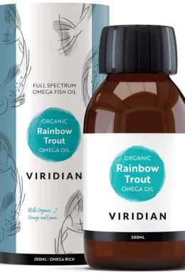 organic scandinavian rainbow trout oil jar with packaging