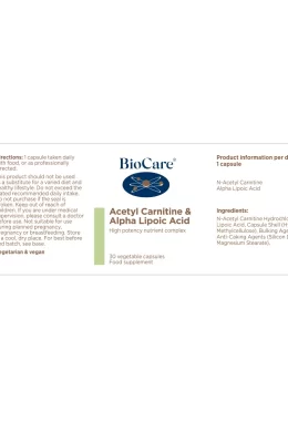 acetyl carnitine alpha lipoic acid label