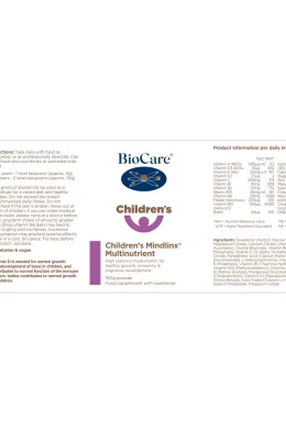 childrens mindlinx multinutrient label