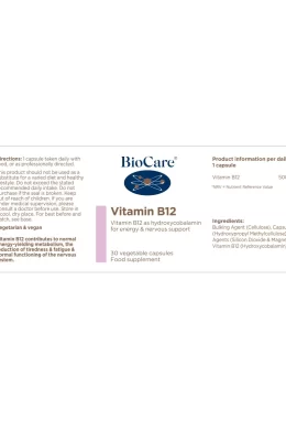 vitamin b12 veg capsules label