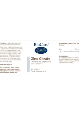 zinc citrate label